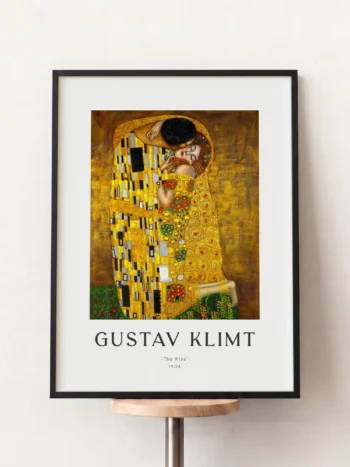 26101 klimt the kiss siyah tablo 1.webp