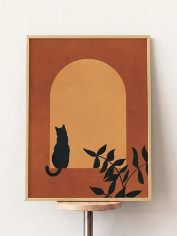31101 boho kedi silueti ahsap tablo 1.webp