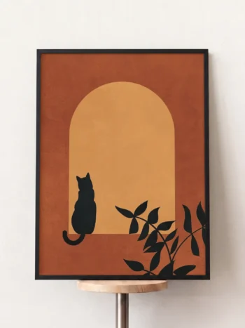 31101 boho kedi silueti siyah tablo 1.webp